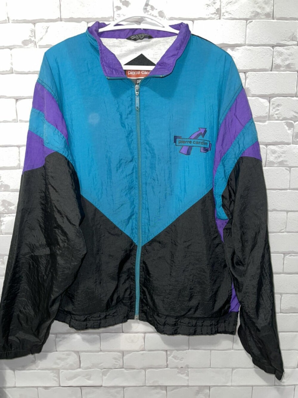 Vintage Pierre Cardin Jacket Mens Medium Multicolor Nylon Windbreaker Coat